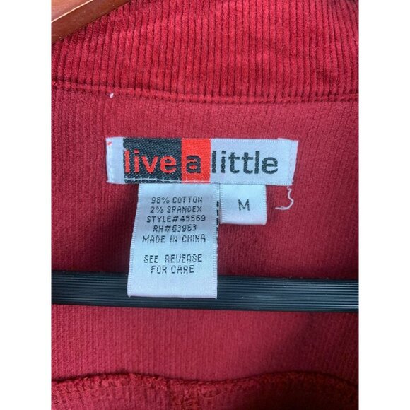 Live A Little Womens Red Corduroy Jacket Medium - Picture 4 of 5